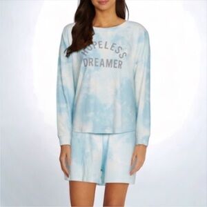 Wildfox NWT Hopeless Dreamer 2-PC Blue Tie-Dye Lounge Set Pajamas Size Large